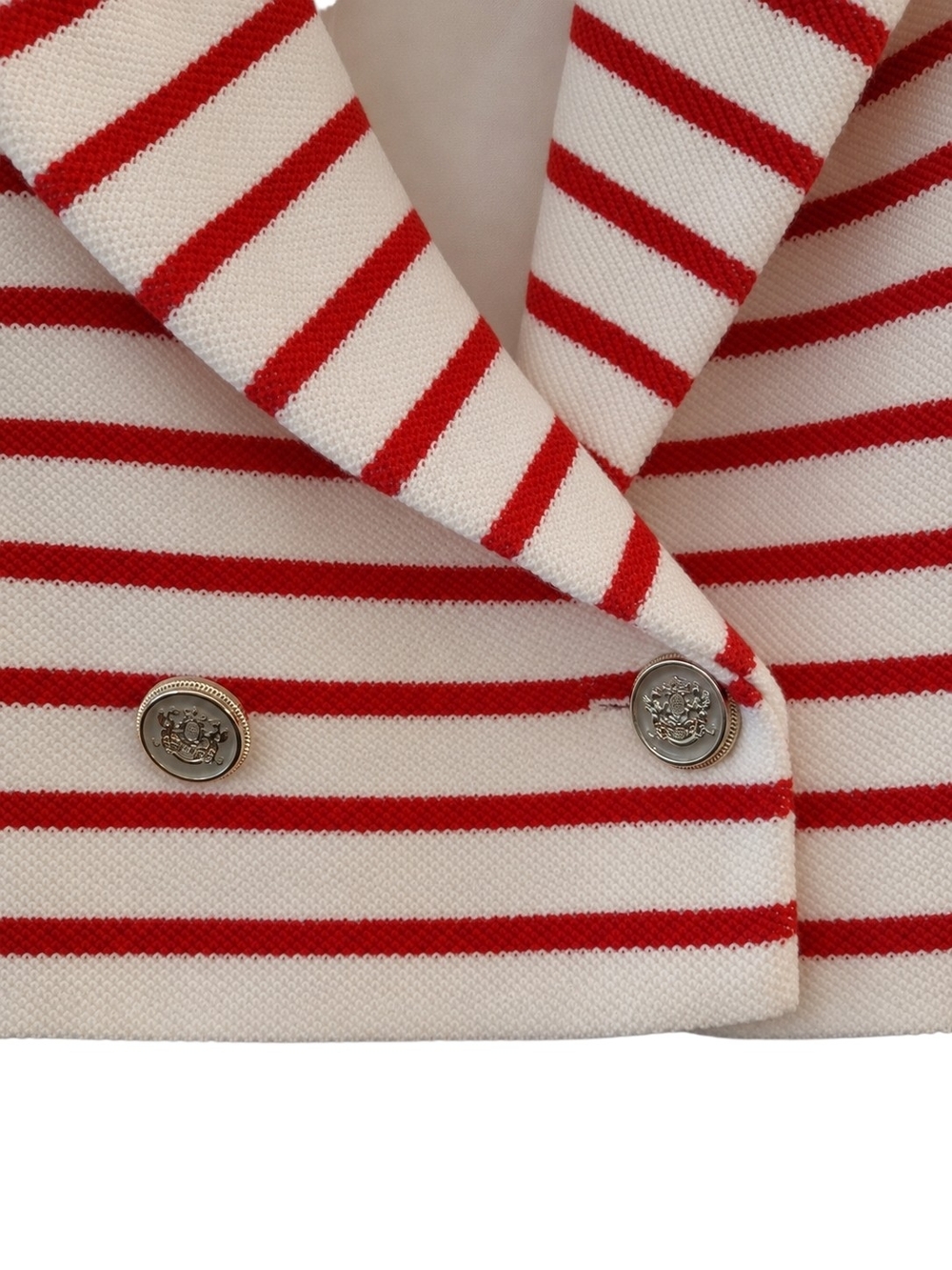 Zara White Blazer with Red Stripes - Cropped Double-Breasted Career Academia - Picture 5 of 6